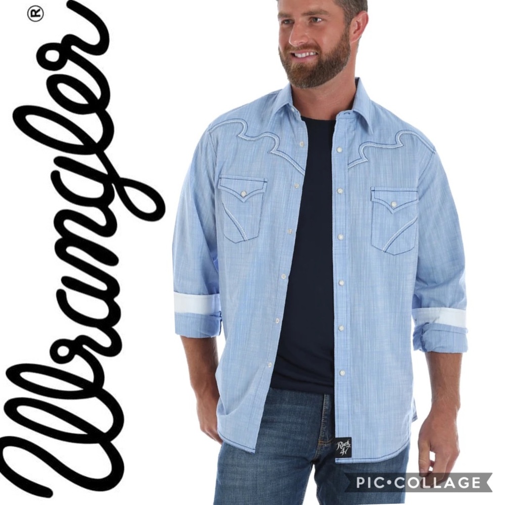 Rock 47 by Wrangler Western Shirt {Light Blue} S